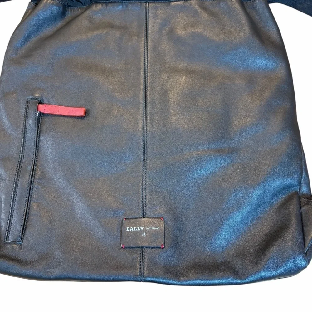 Bally Havier | Black Leather Backpack| w/ Stripe